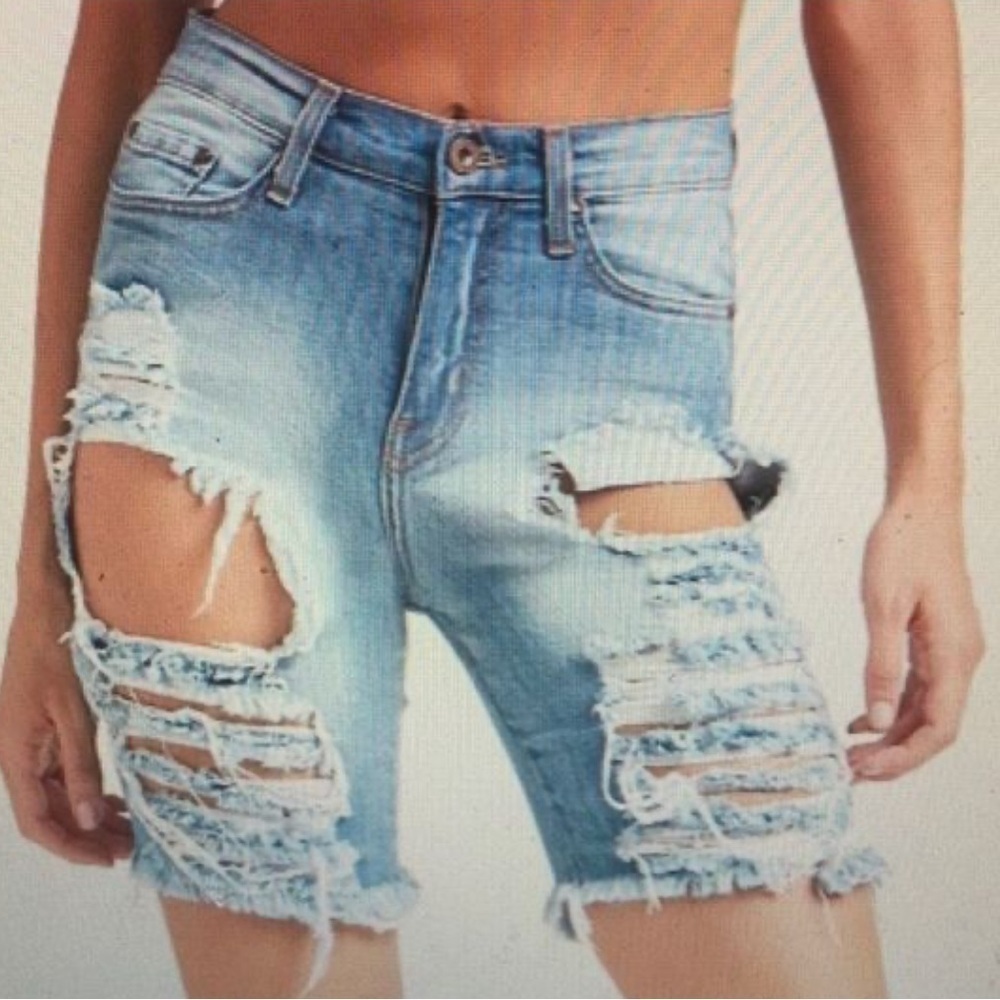 Aphrodite distressed jean bermuda shorts